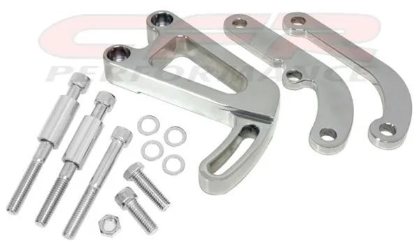 1963-87 CHEVY SMALL BLOCK POWER STEERING BRACKET SET (LWP) - POLISHED