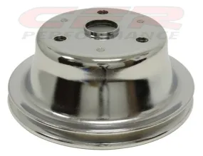 1969-85 CHEVY SMALL BLOCK CHROME STEEL CRANKSHAFT PULLEY - LONG (1 GROOVE)