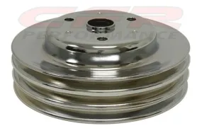 1969-85 CHEVY SMALL BLOCK CHROME STEEL CRANKSHAFT PULLEY - LONG (3 GROOVE)