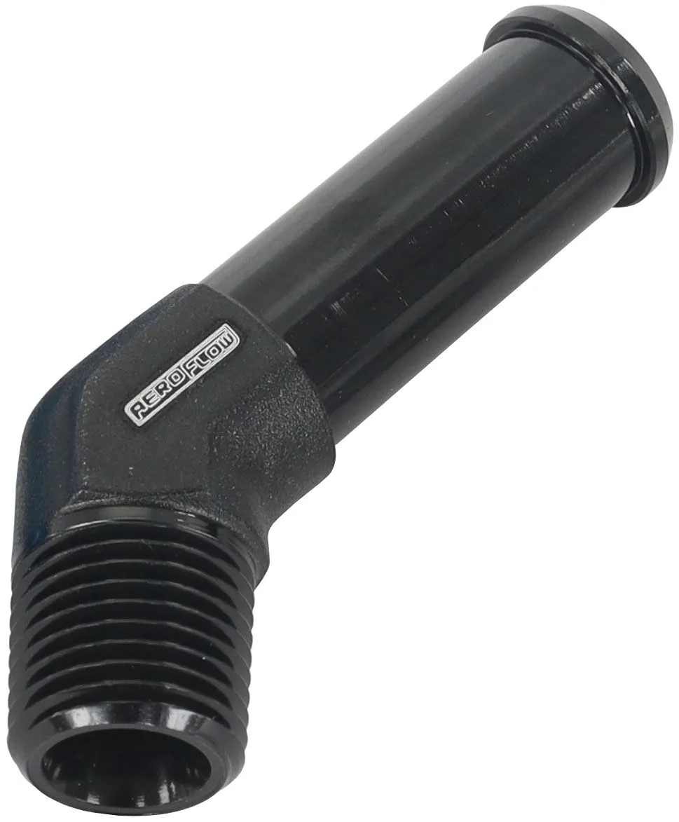 45° 1/8" Male NPT to 3/8" Barb AF845-02-06BLK