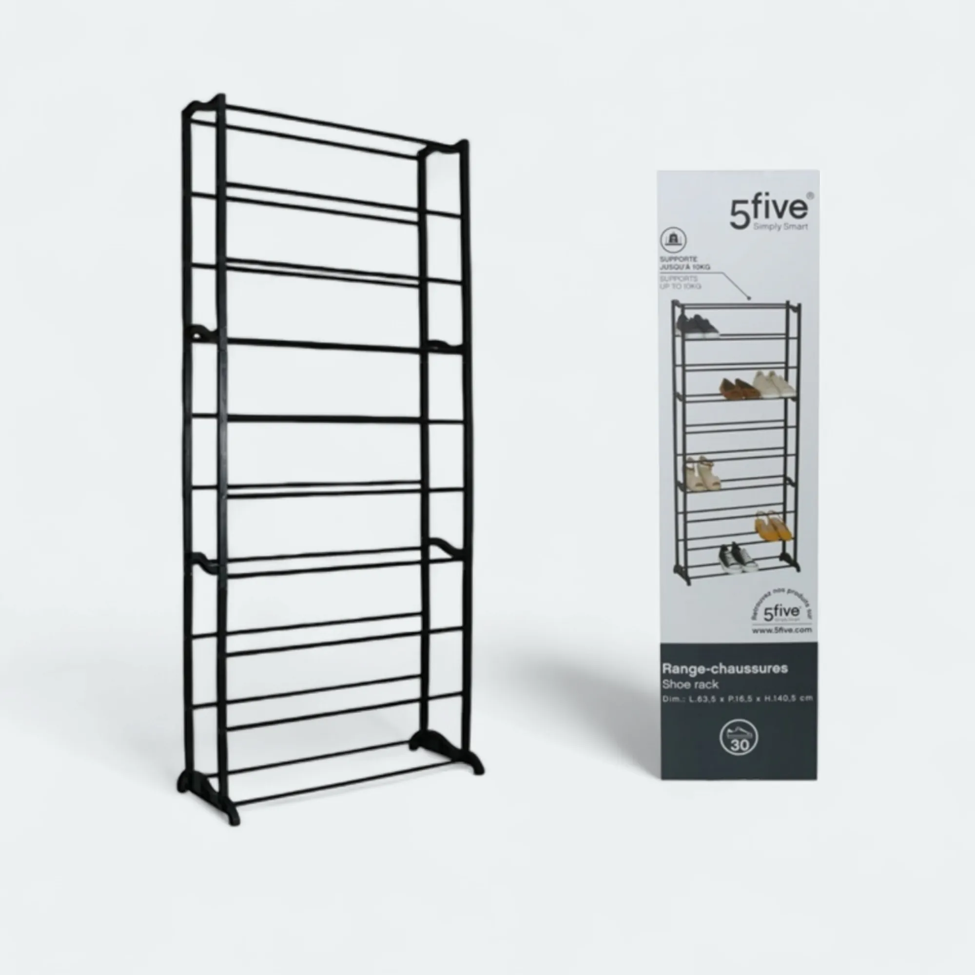 5five Plastic Shoe Rack Black