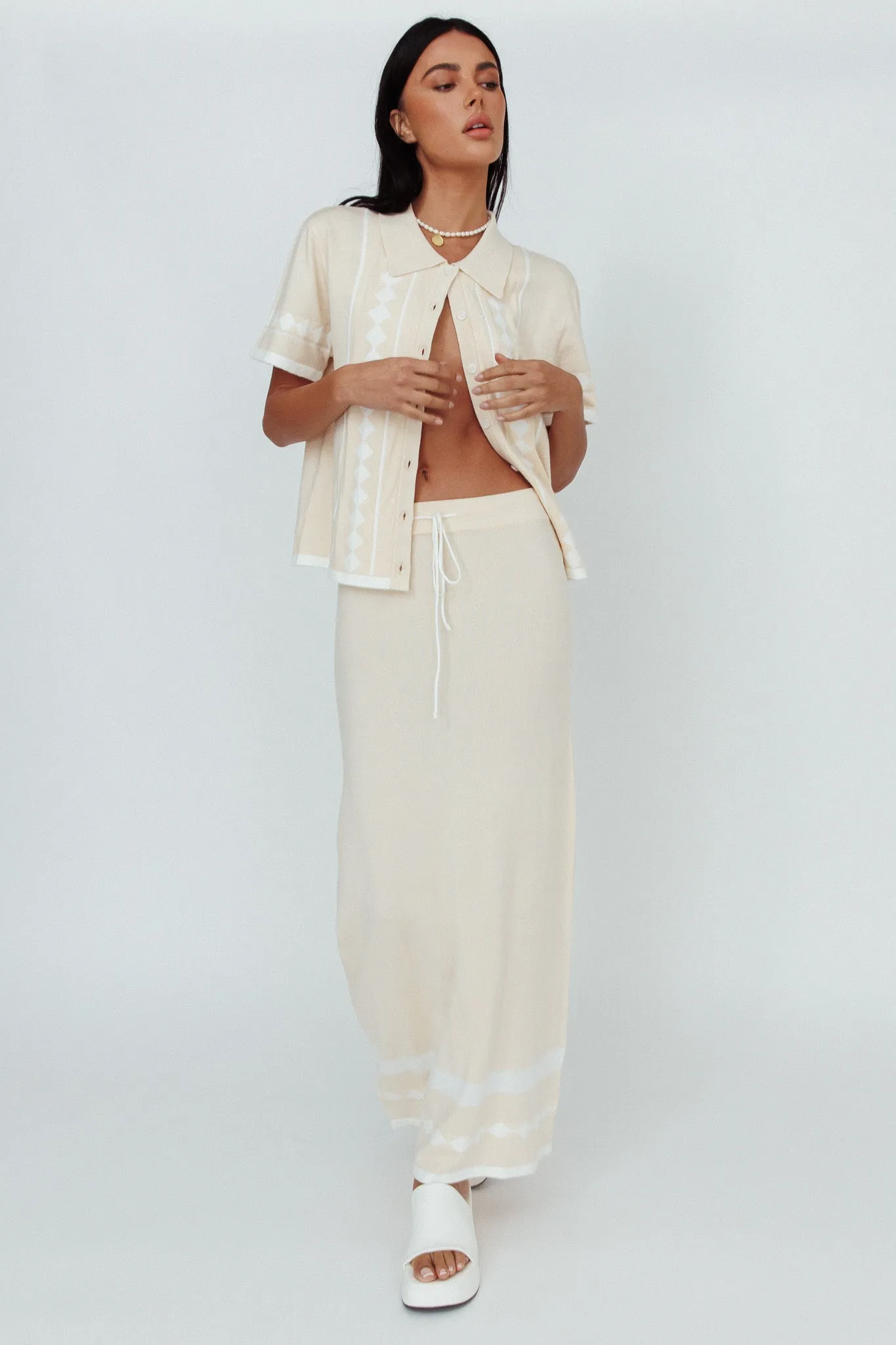 Amalfi Sun Knit Maxi Skirt Sand