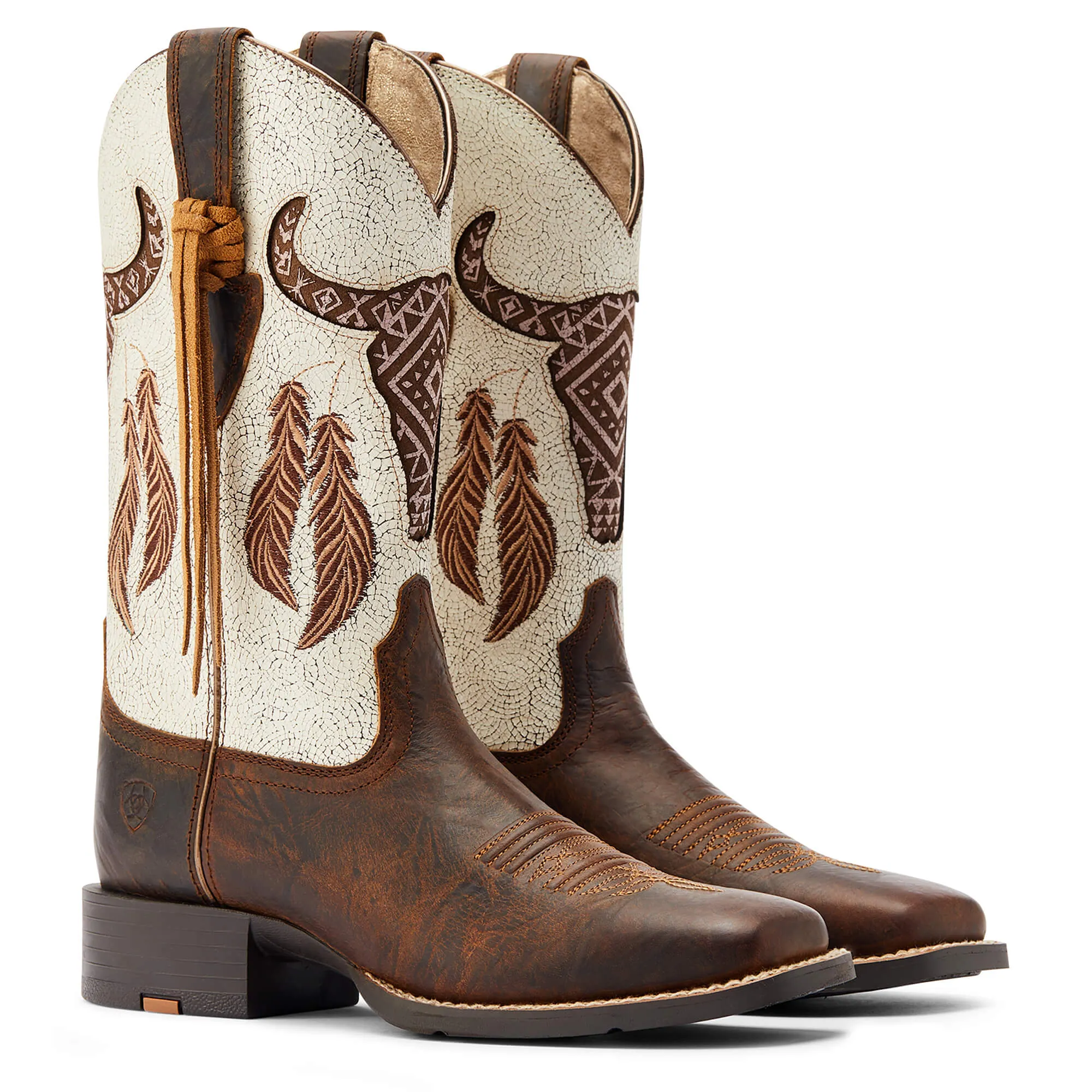 Ariat Ladies Round Up Southwest Stretch Fit Barn Brown Boots 10044434