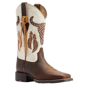 Ariat Ladies Round Up Southwest Stretch Fit Barn Brown Boots 10044434