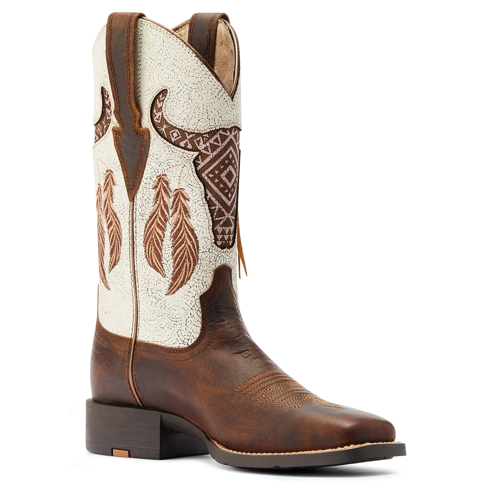 Ariat Ladies Round Up Southwest Stretch Fit Barn Brown Boots 10044434