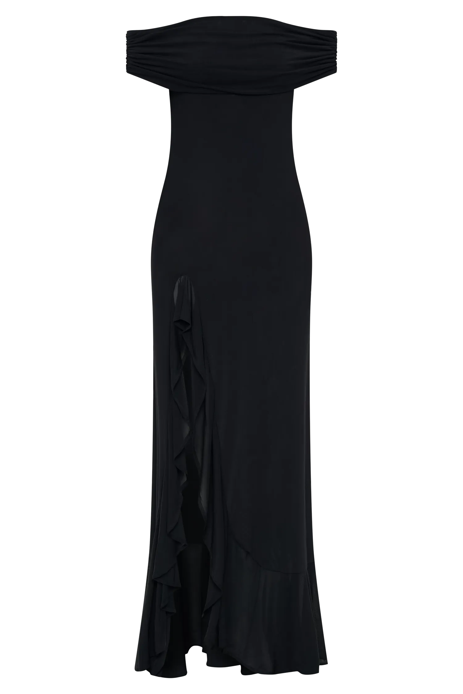 Audrey Off Shoulder Mesh Maxi Dress - Black