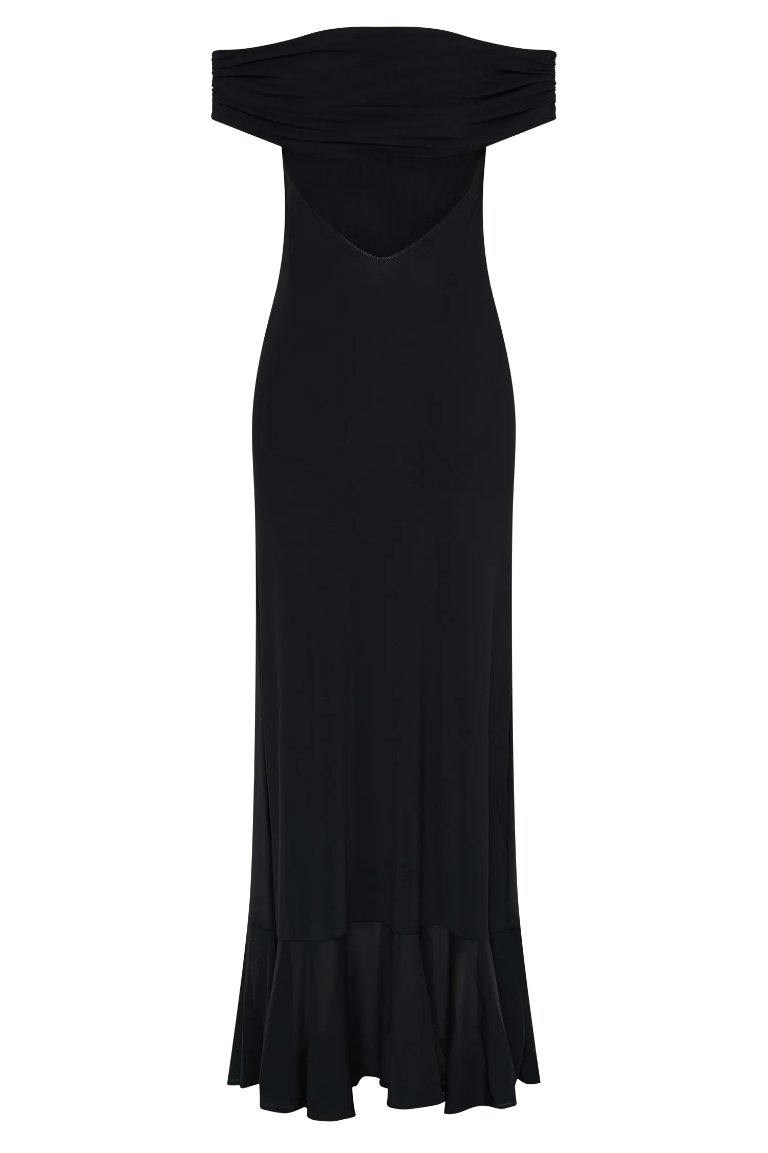 Audrey Off Shoulder Mesh Maxi Dress - Black