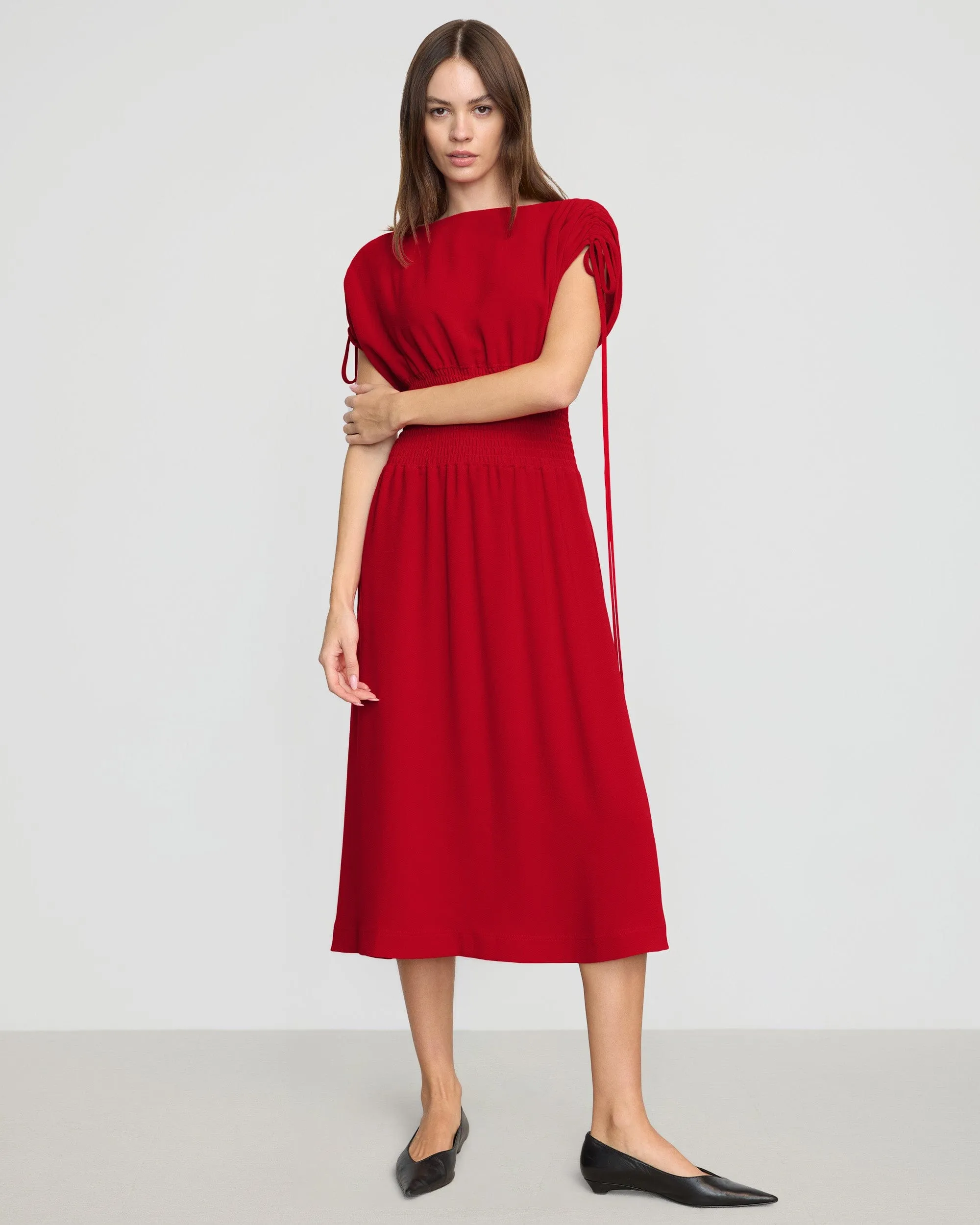 Ayumi Gathered-Shoulder Dress