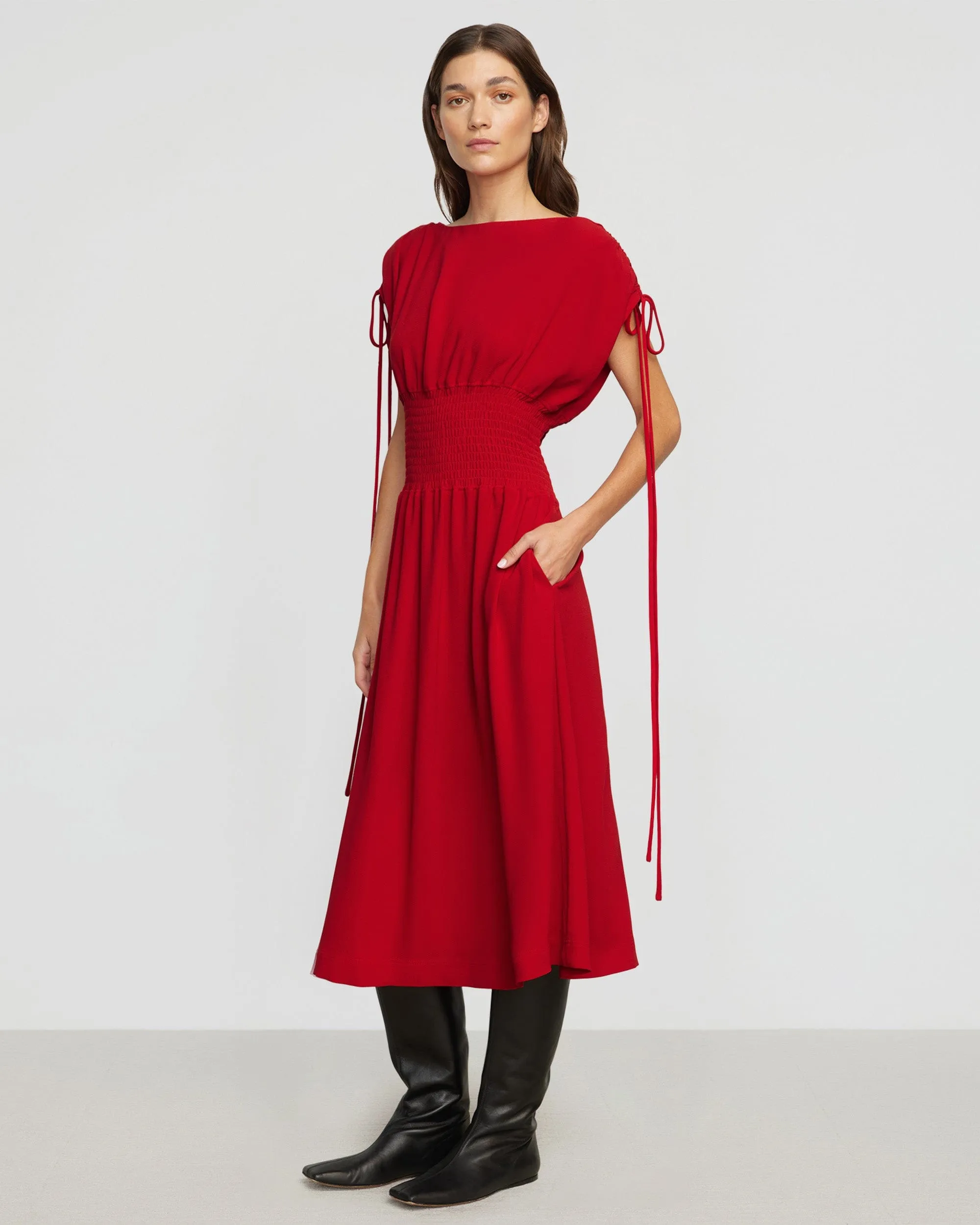 Ayumi Gathered-Shoulder Dress