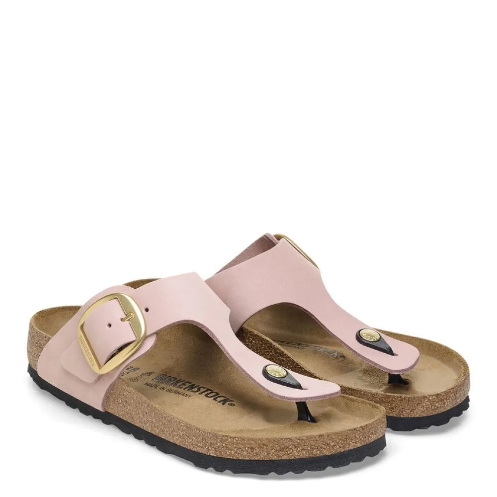 Birkenstock Women's Gizeh Big Buckle Nubuck Leather in Soft Pink