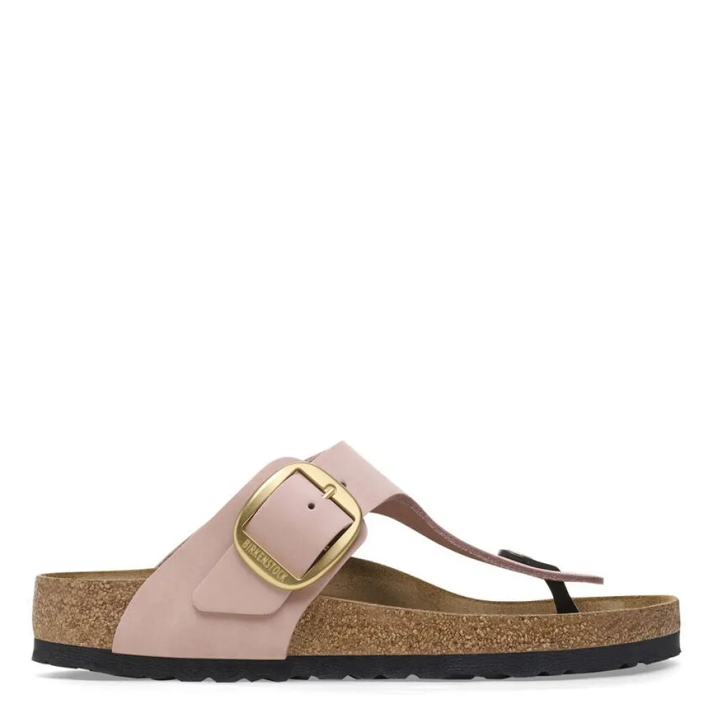 Birkenstock Women's Gizeh Big Buckle Nubuck Leather in Soft Pink