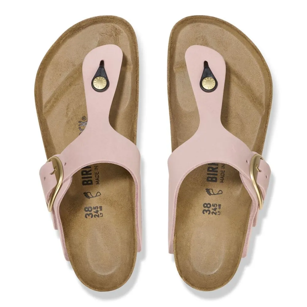 Birkenstock Women's Gizeh Big Buckle Nubuck Leather in Soft Pink