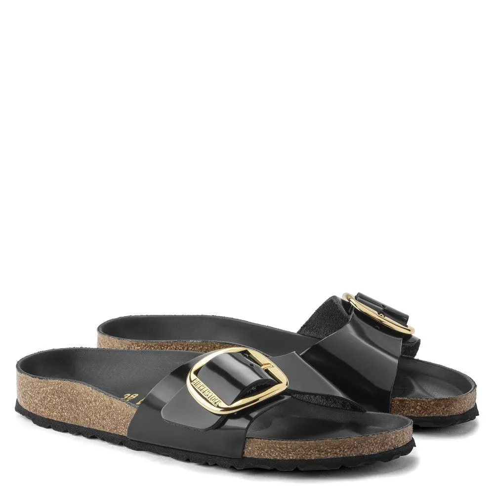 Birkenstock Women's Madrid Big Buckle Oiled Leather in High Shine Black (Narrow Width)