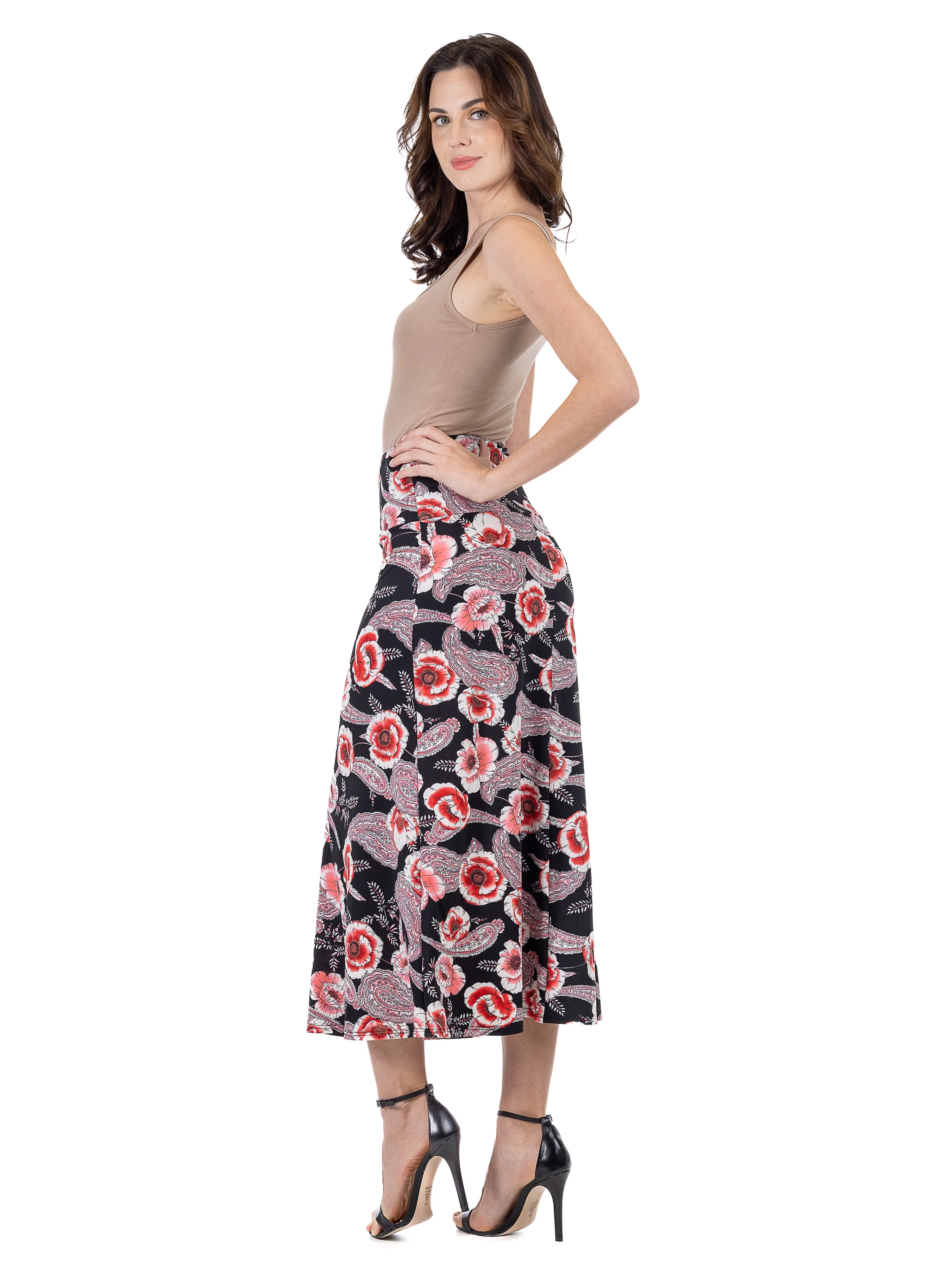 Black and Red Floral Maxi Skirt