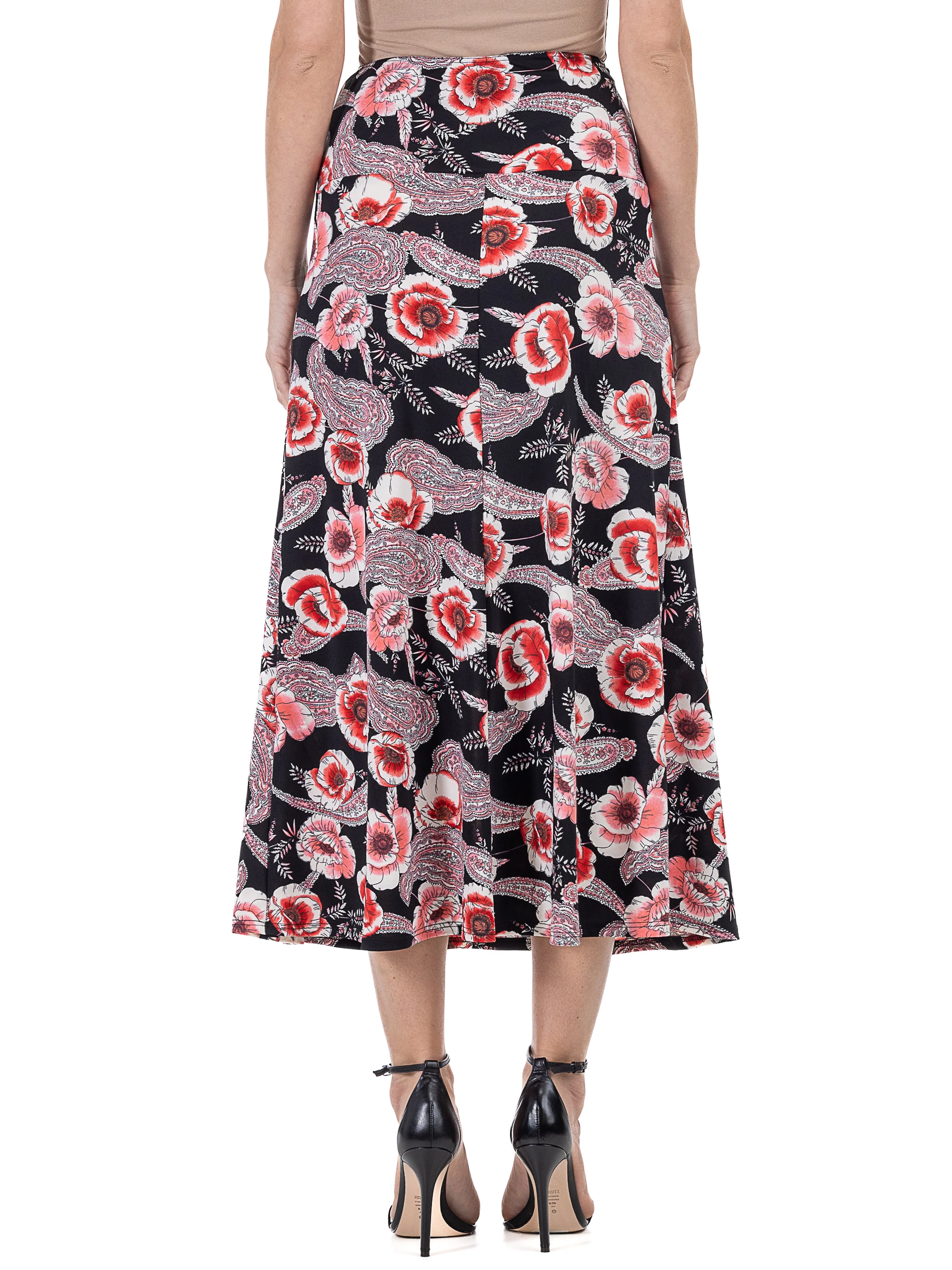 Black and Red Floral Maxi Skirt