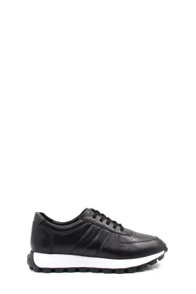 Black Leather Running Sneakers Wessi