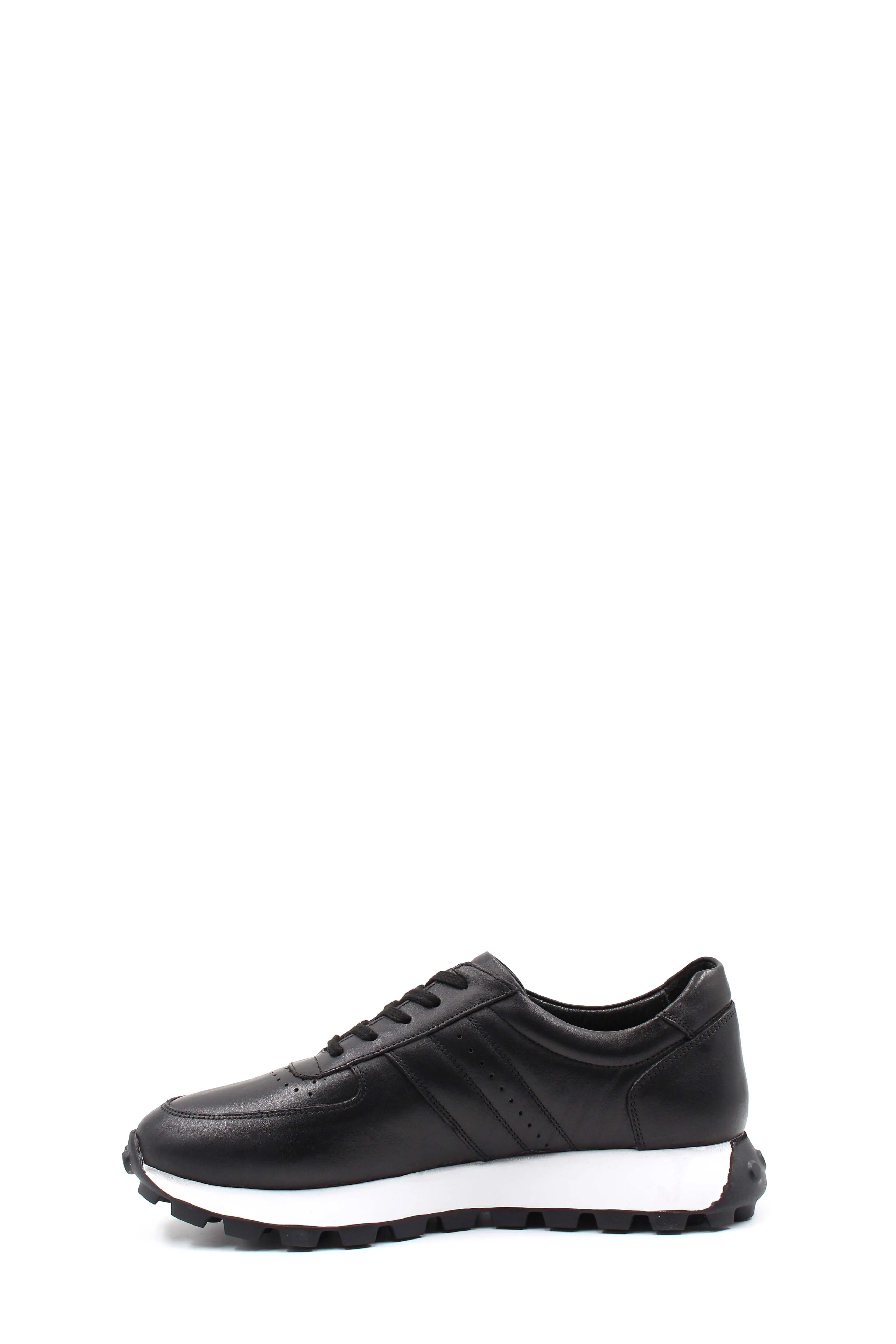 Black Leather Running Sneakers Wessi