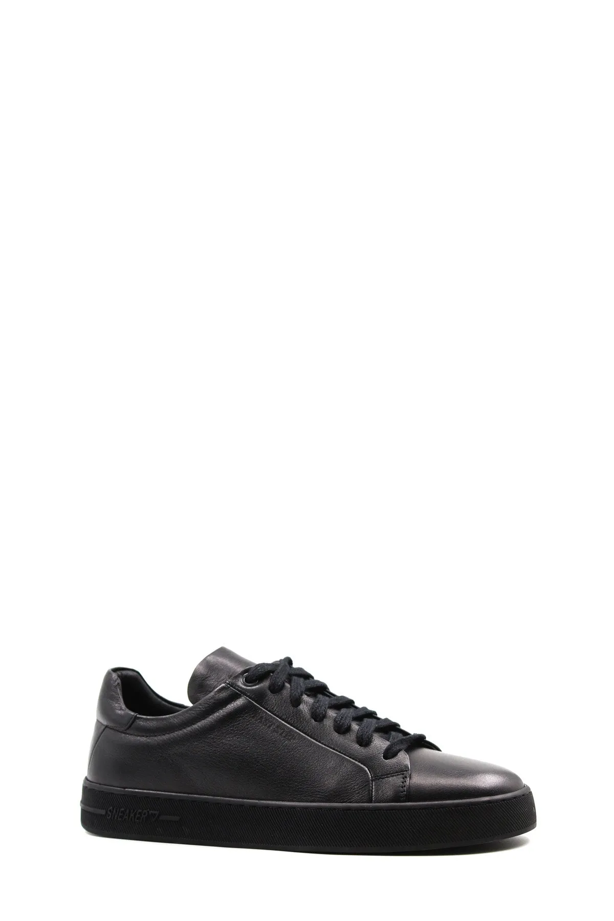 Black Low-Top Leather Sneakers-Wessi