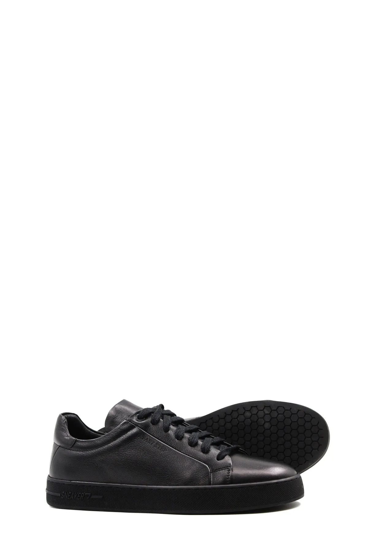 Black Low-Top Leather Sneakers-Wessi