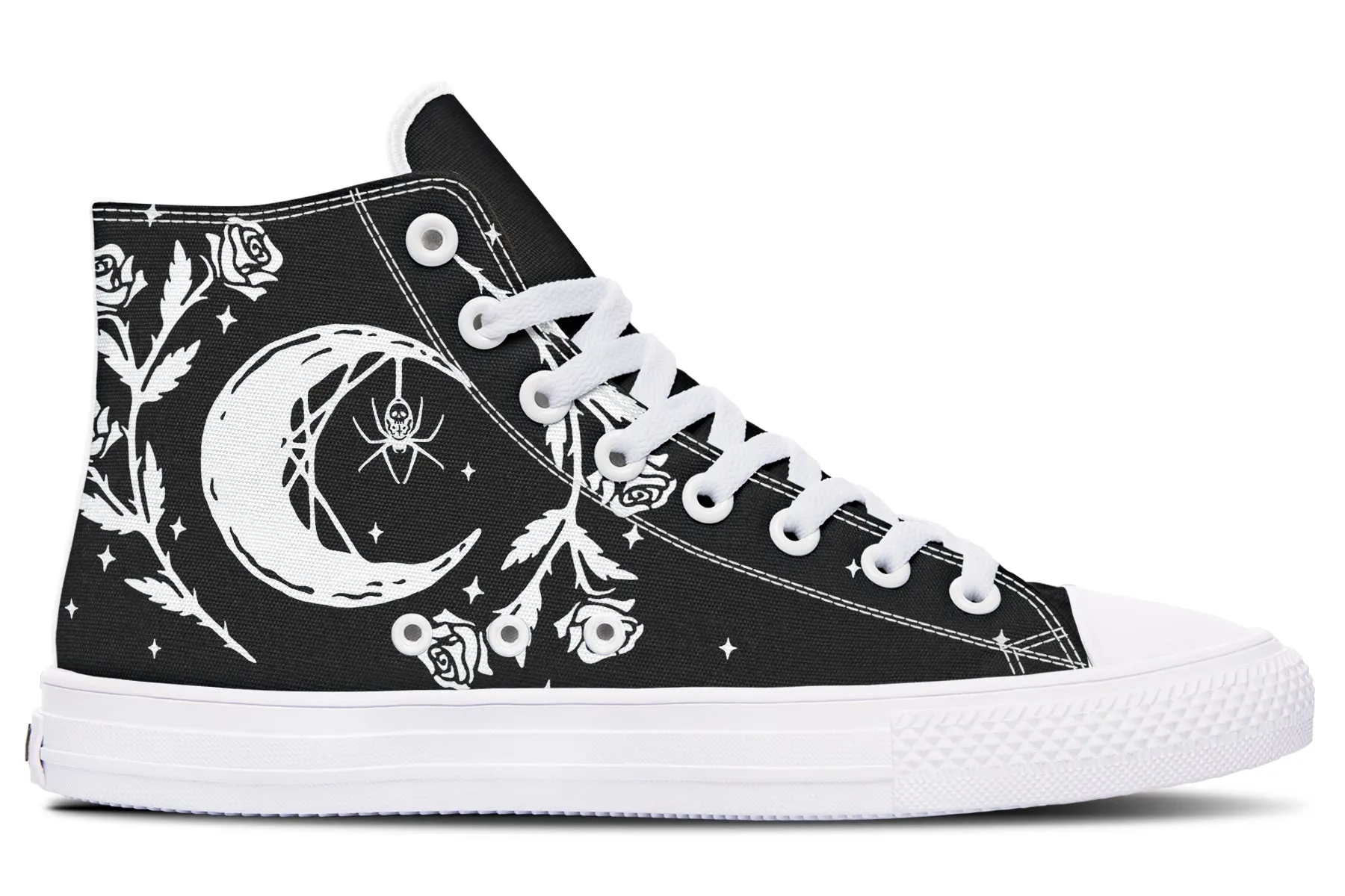 Black Widow High Tops - Classic Premium Canvas Shoes with Comfortable and Durable Soles