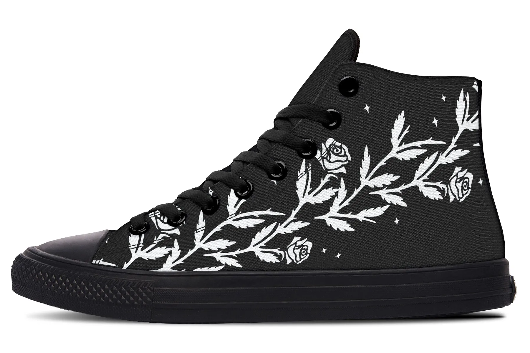 Black Widow High Tops - Classic Premium Canvas Shoes with Comfortable and Durable Soles