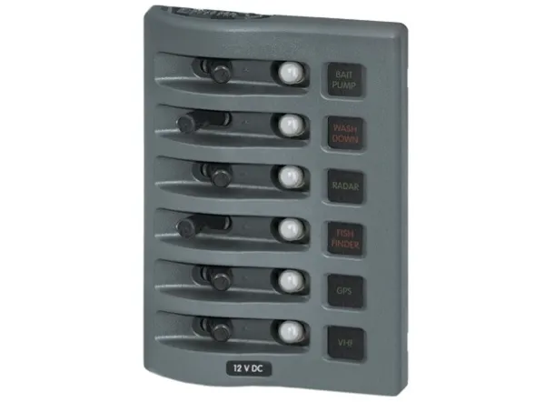 Blue Sea Water Resistant Circuit Breaker Panel - 4 or 6 Gang