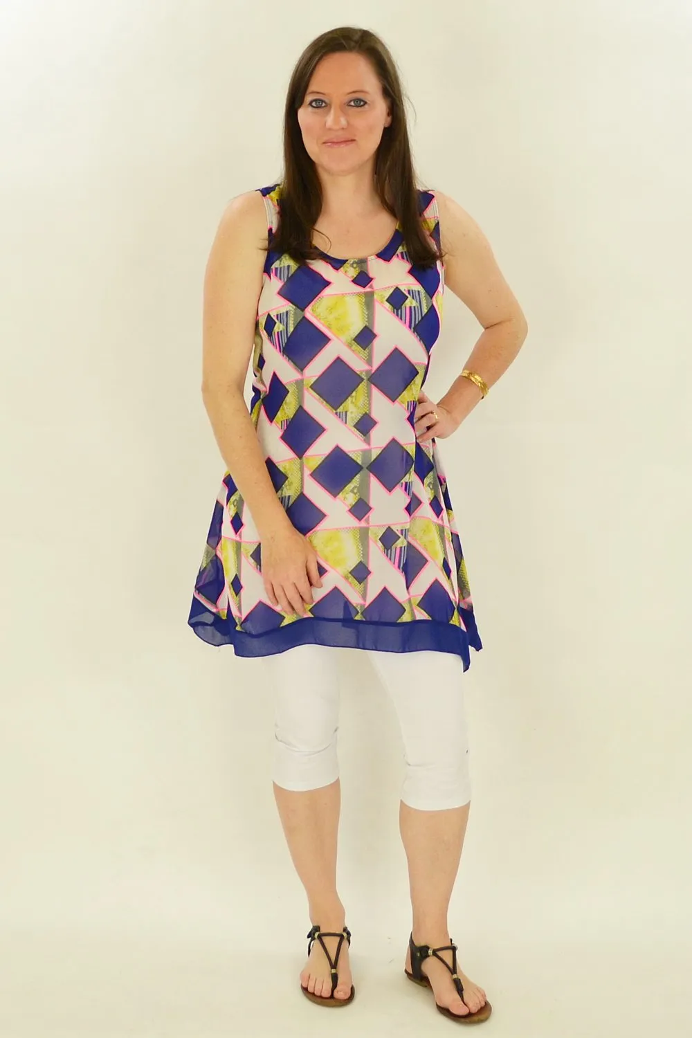 Blue Squares Pattern Tunic