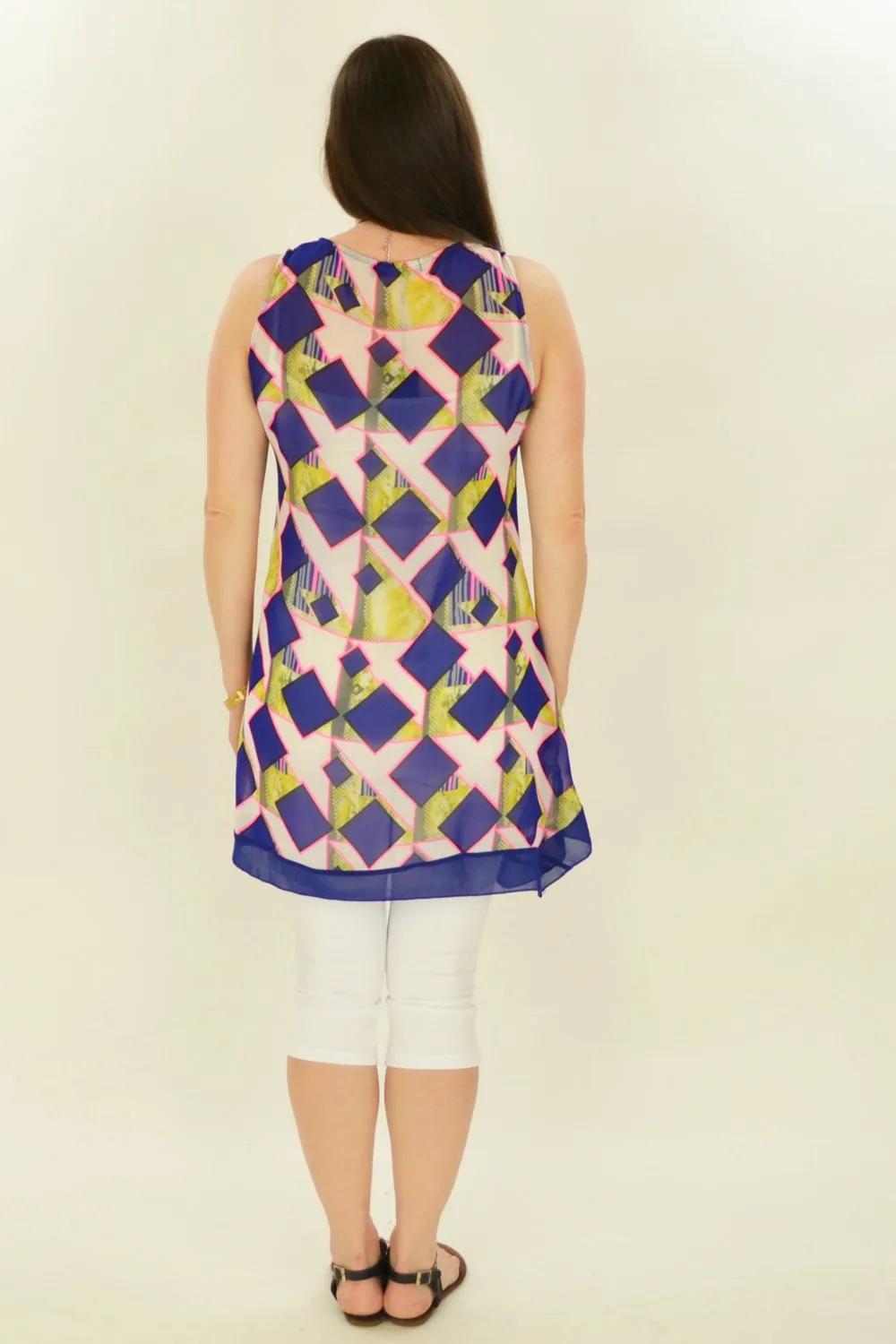 Blue Squares Pattern Tunic