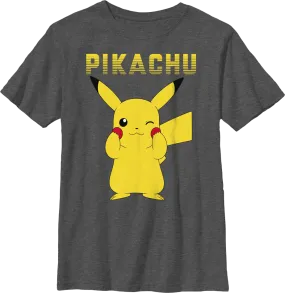 Boys Youth Pikachu Cheeks Pokemon Shirt