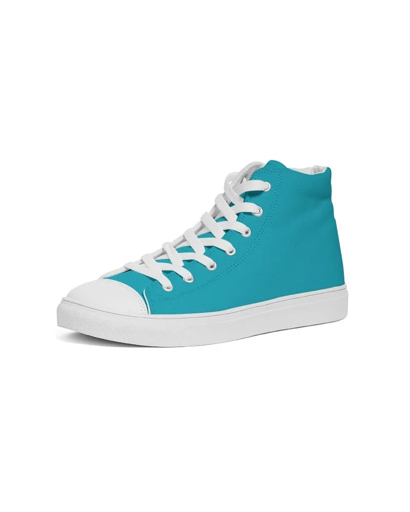 Bright Warm Cyan Women's High-top Canvas Sneakers | Women's | Bright Pure Warm Cyan | C100M0Y25K0