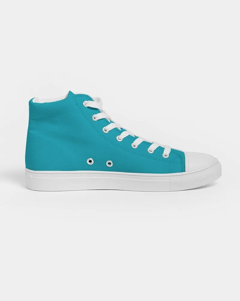 Bright Warm Cyan Women's High-top Canvas Sneakers | Women's | Bright Pure Warm Cyan | C100M0Y25K0