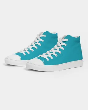 Bright Warm Cyan Women's High-top Canvas Sneakers | Women's | Bright Pure Warm Cyan | C100M0Y25K0