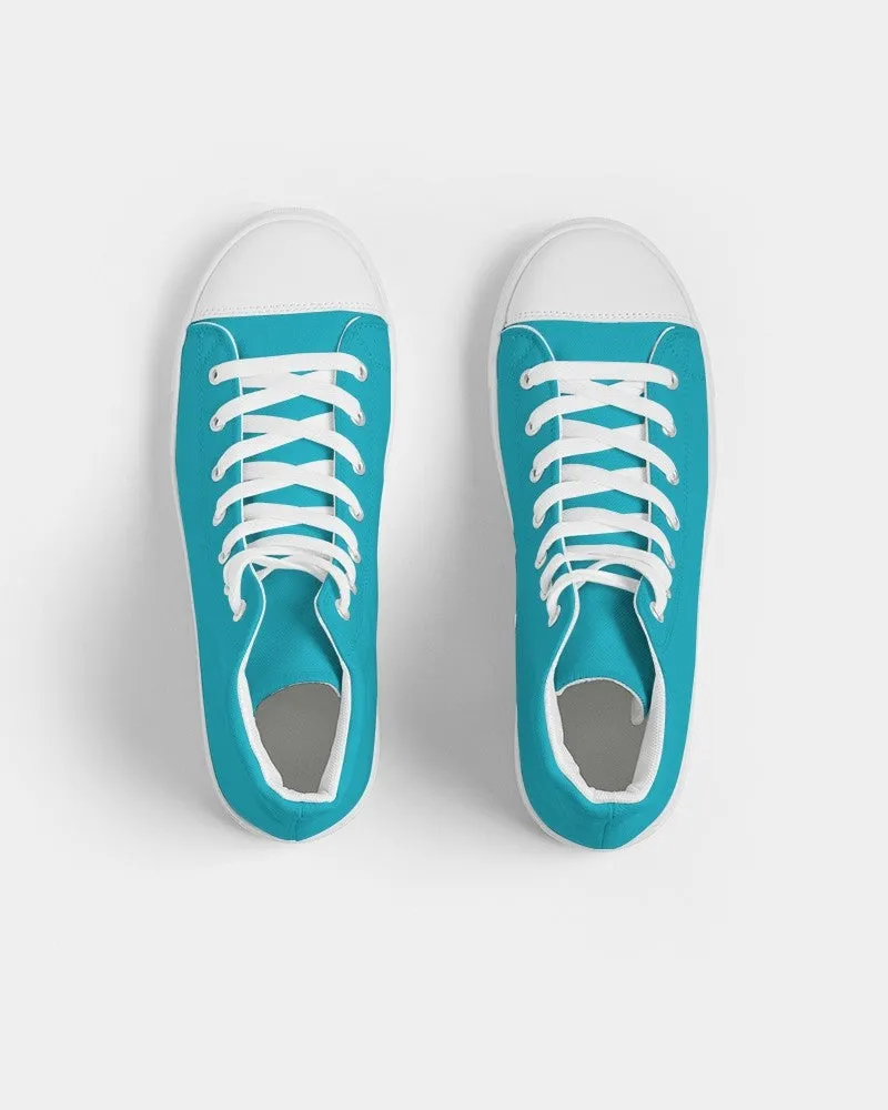 Bright Warm Cyan Women's High-top Canvas Sneakers | Women's | Bright Pure Warm Cyan | C100M0Y25K0