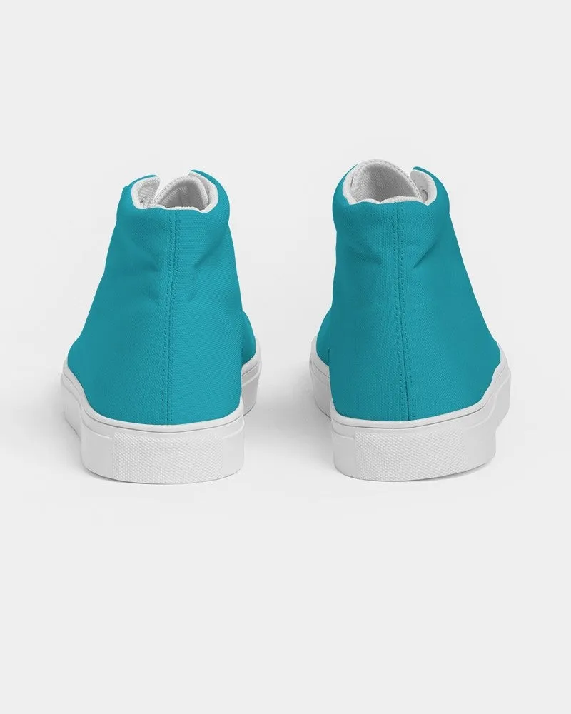 Bright Warm Cyan Women's High-top Canvas Sneakers | Women's | Bright Pure Warm Cyan | C100M0Y25K0