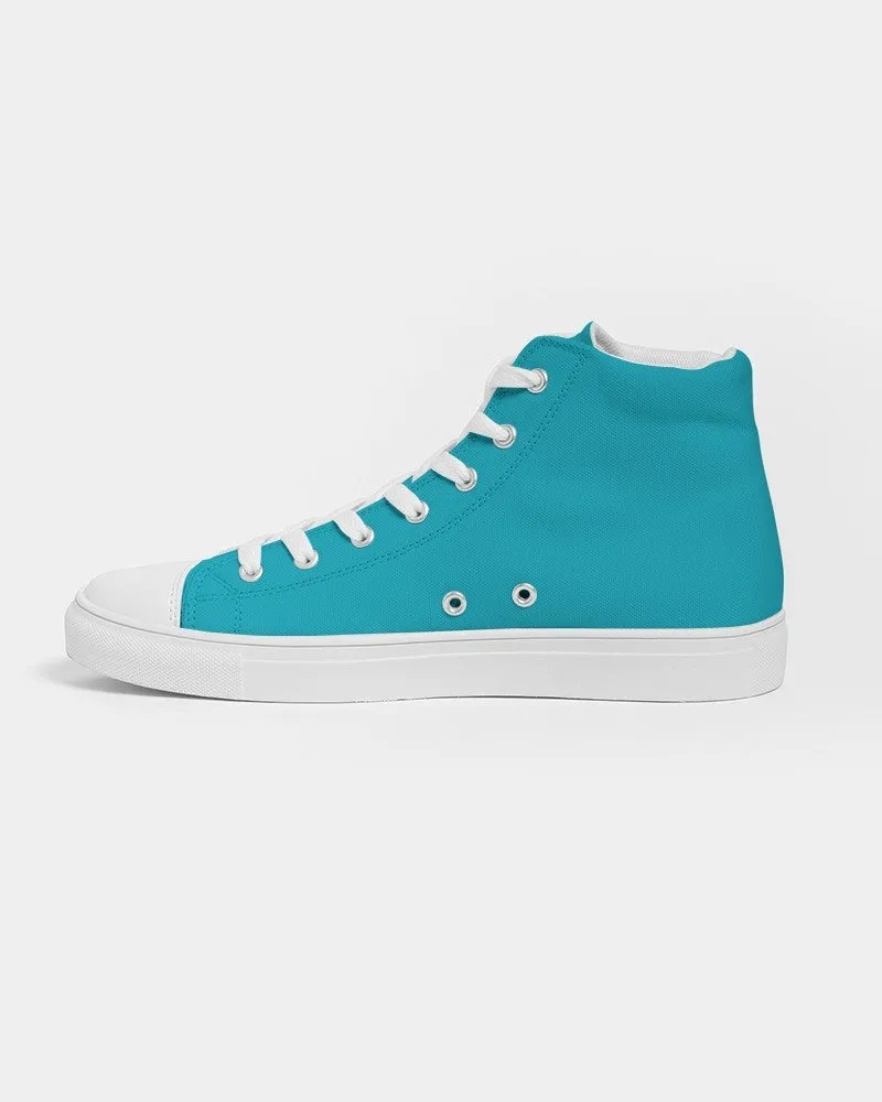 Bright Warm Cyan Women's High-top Canvas Sneakers | Women's | Bright Pure Warm Cyan | C100M0Y25K0