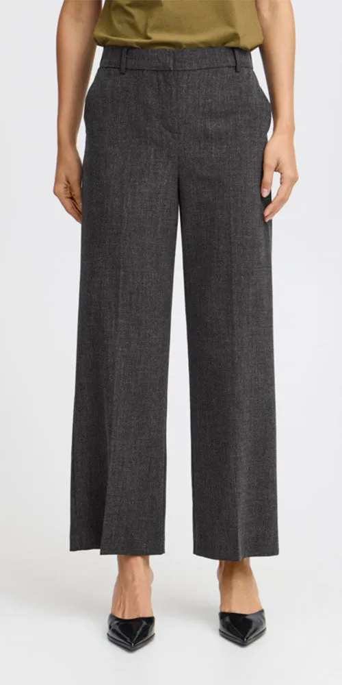 B.Young Cropped Wide Trousers, charcoal