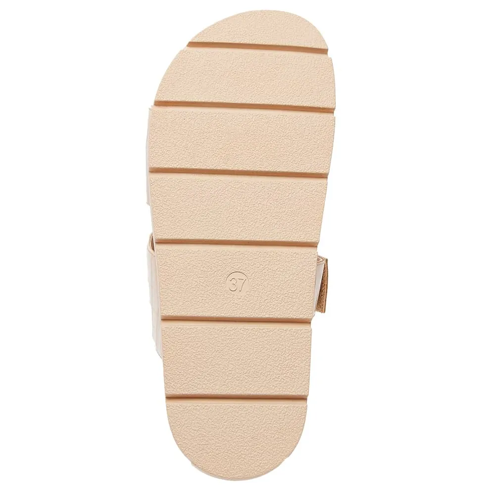 Calvin Slide in Nude Croc Print Croc