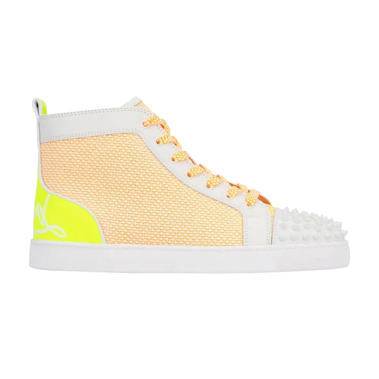 Christian Louboutin Fun Lou Spikes Flat High 'White Yellow' Sneakers, White