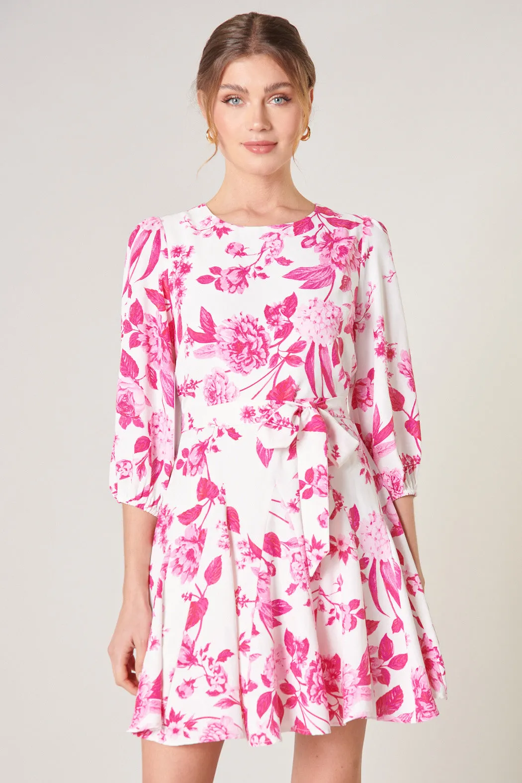 Clarice Floral Balloon Sleeve Derby Dress