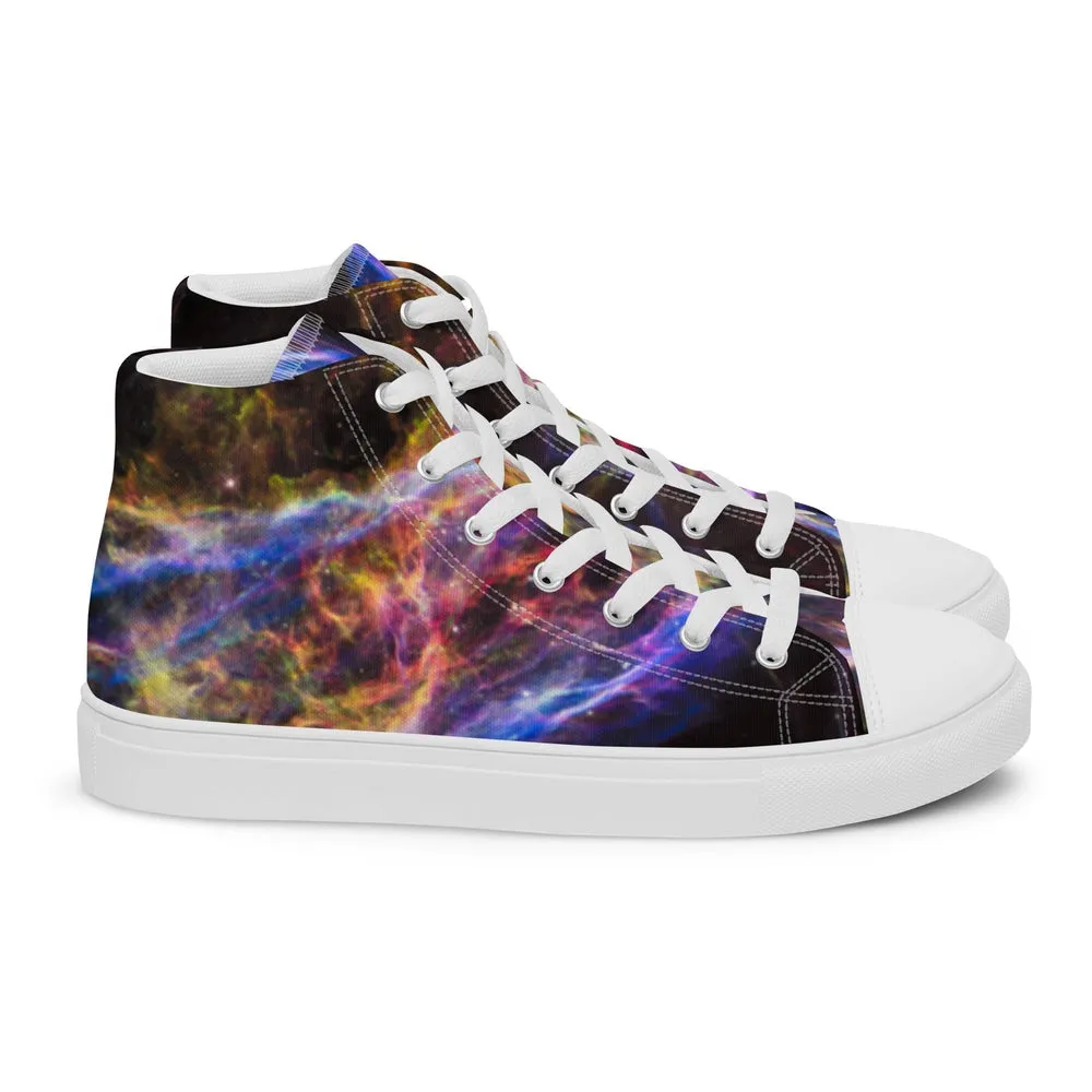 Cosmic Veil Nebula High Top Canvas Sneakers (Men's Sizing)