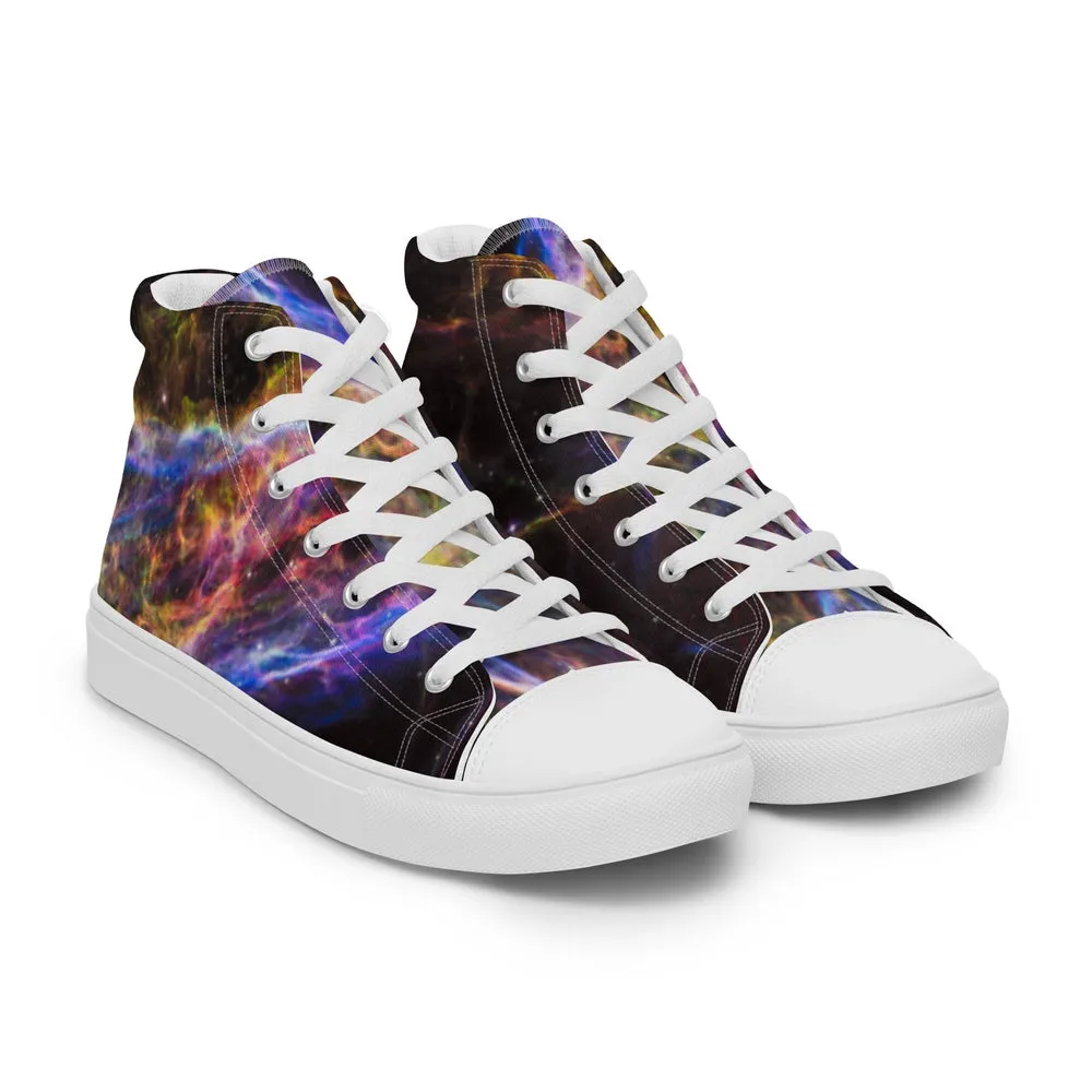 Cosmic Veil Nebula High Top Canvas Sneakers (Men's Sizing)