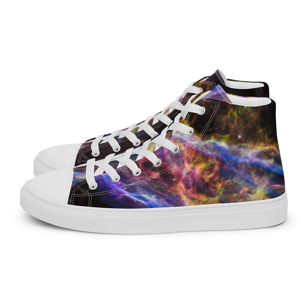 Cosmic Veil Nebula High Top Canvas Sneakers (Men's Sizing)