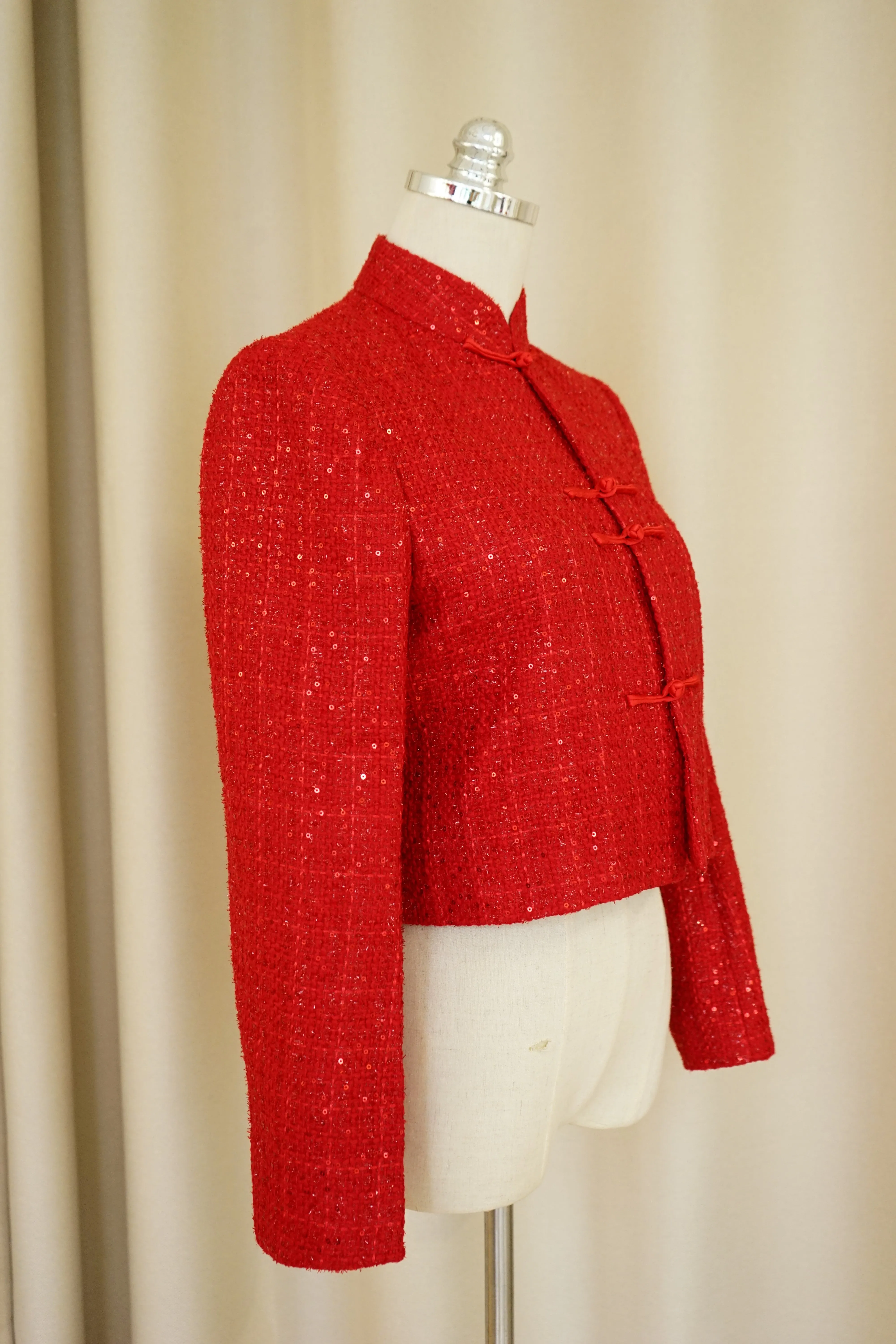 Cropped Tweed Tang Jacket (Red)