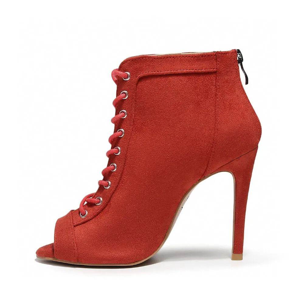 Dilynn - Red Vegan Suede - Rubber Sole