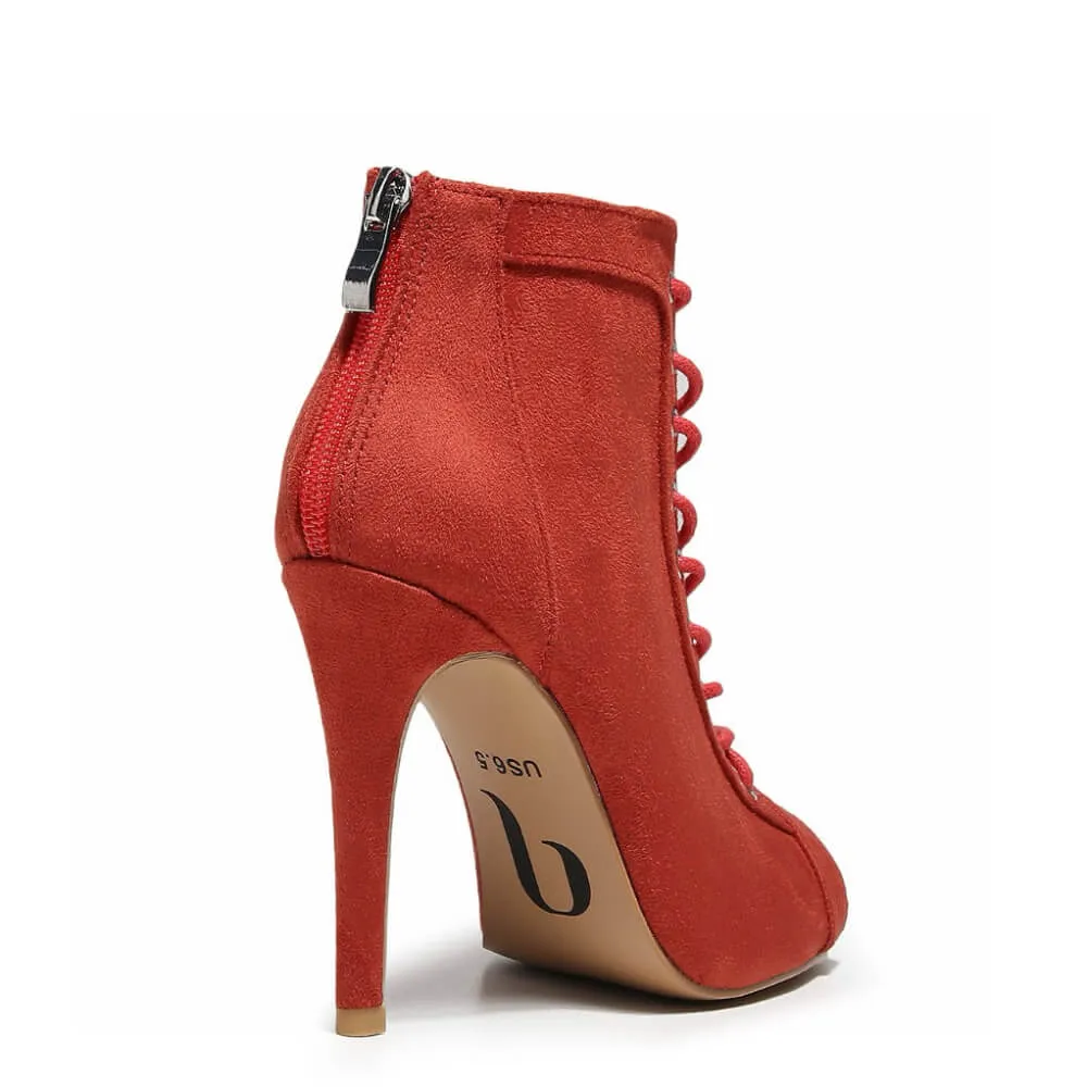 Dilynn - Red Vegan Suede - Rubber Sole