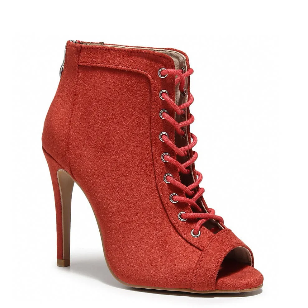 Dilynn - Red Vegan Suede - Rubber Sole