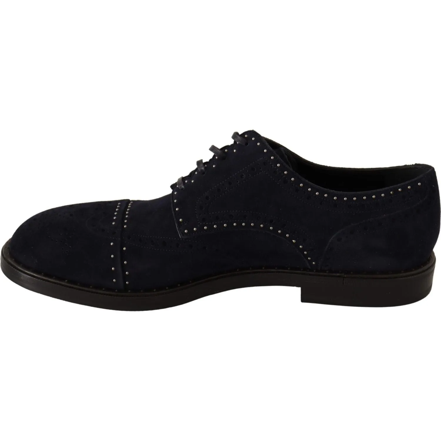 Dolce & Gabbana Elegant Suede Derby Shoes with Silver Studs