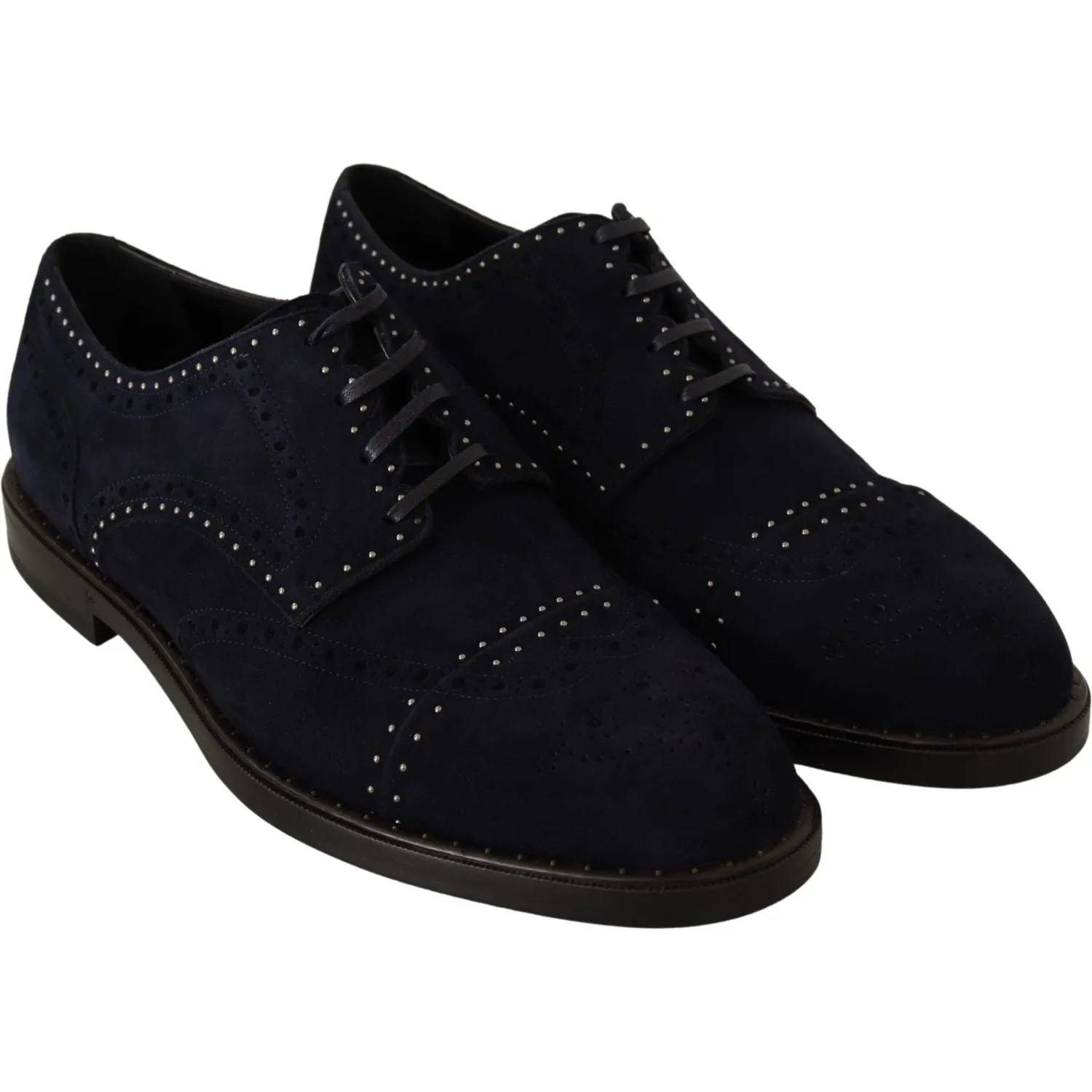 Dolce & Gabbana Elegant Suede Derby Shoes with Silver Studs