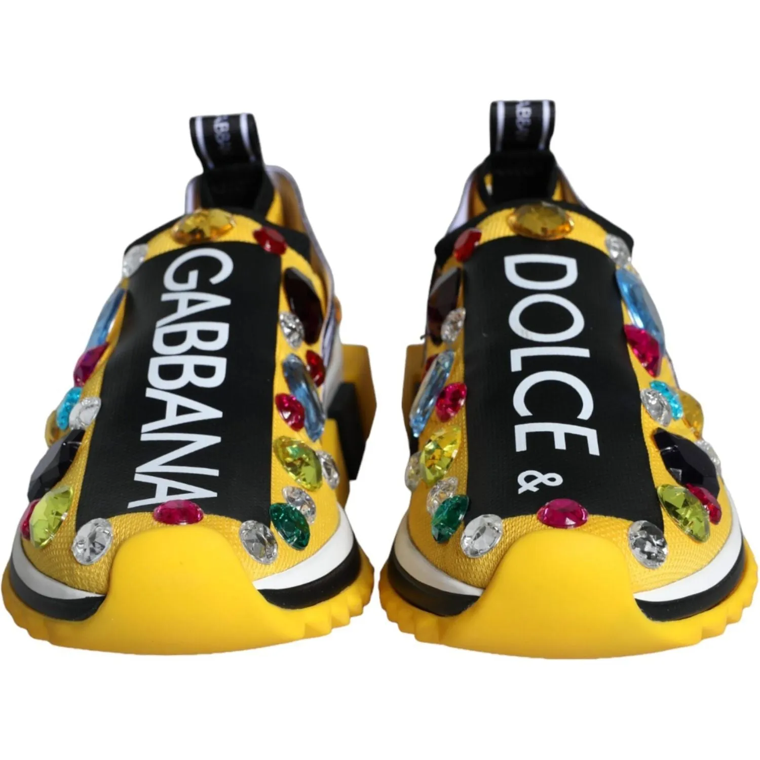 Dolce & Gabbana Yellow Sorrento Crystals Sneakers Womens Shoes