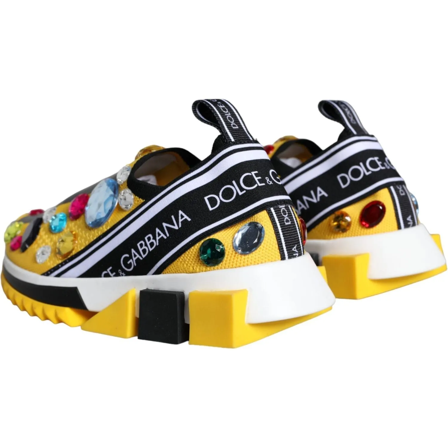 Dolce & Gabbana Yellow Sorrento Crystals Sneakers Womens Shoes